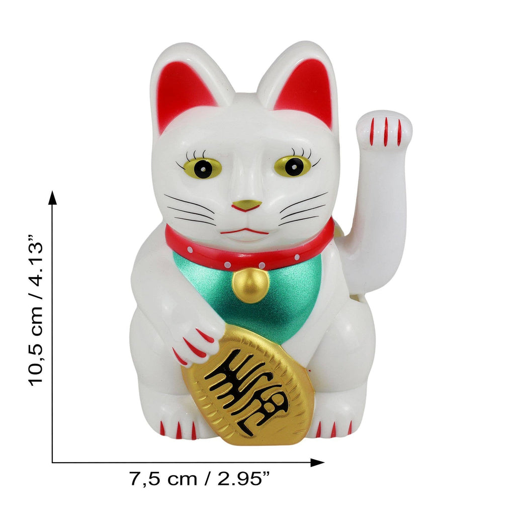Chat chanceux solaire blanc 10,5 cm