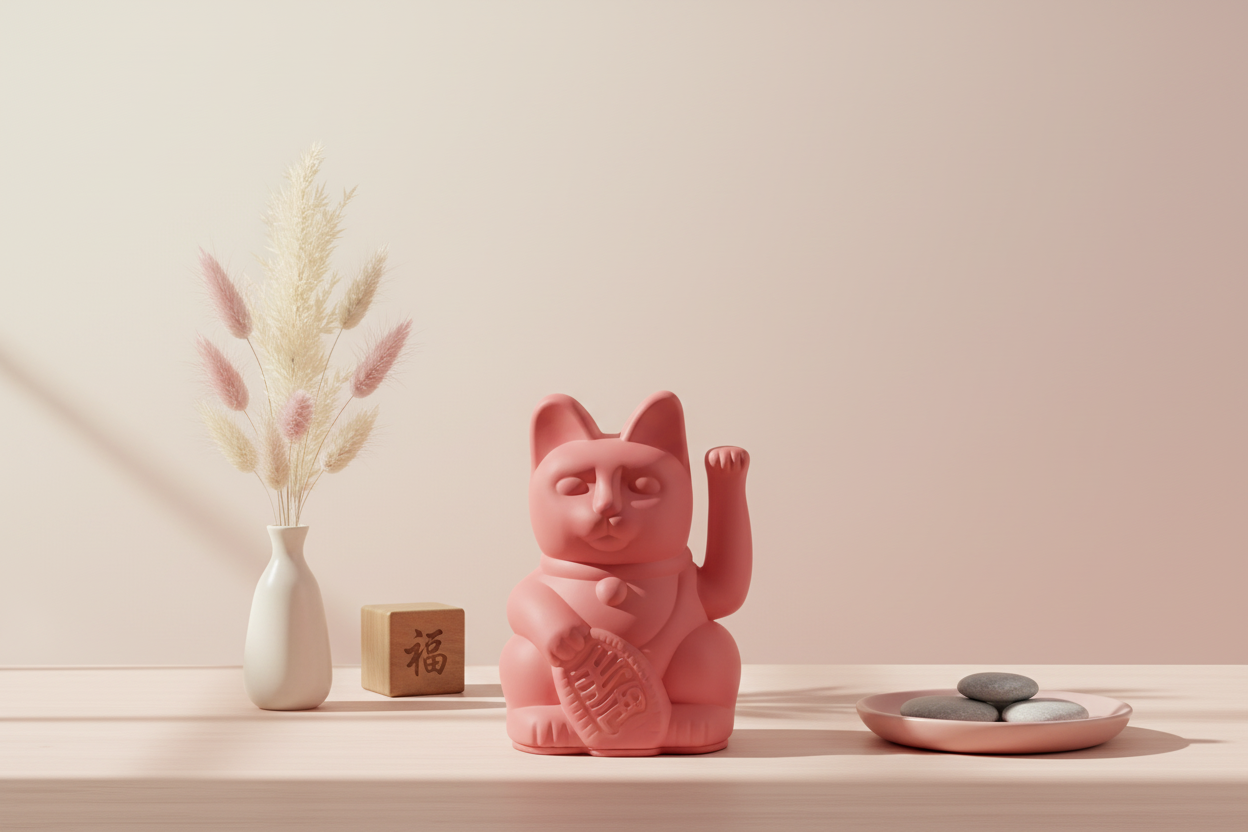 Mini Gato de la Suerte Baya Roja