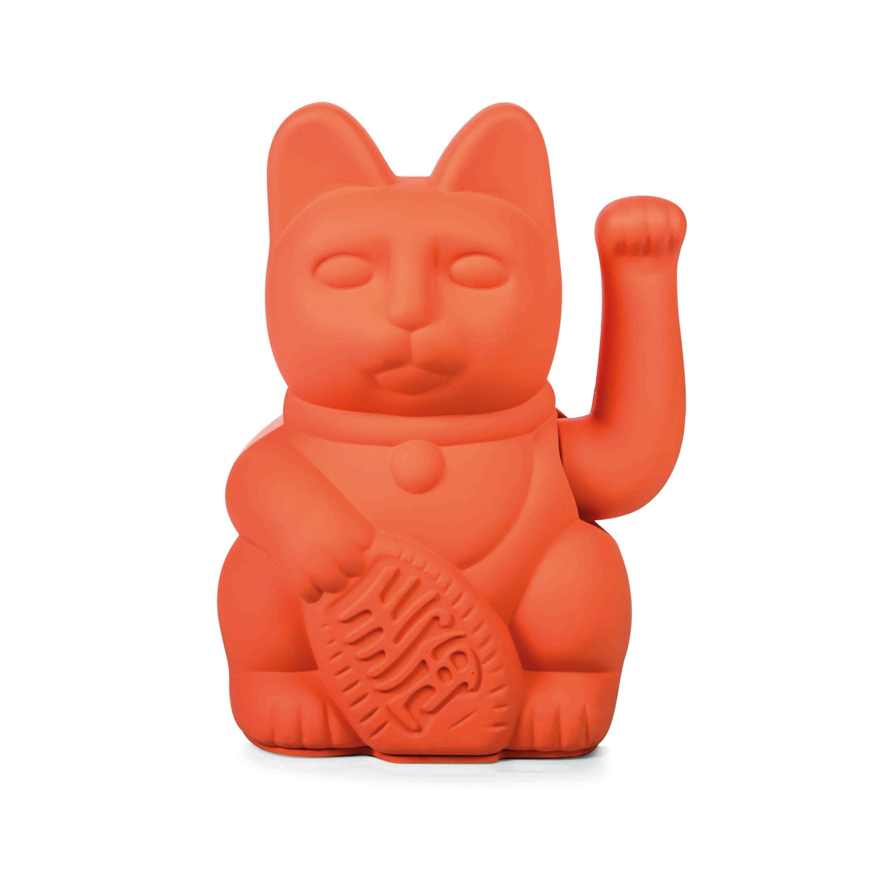 Neon Orange Lucky Cat Maneki Neko