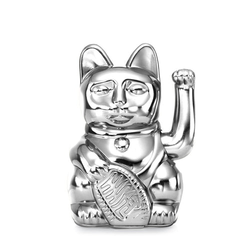 Chat Chanceux Argent Brillant "Nova" - Maneki Neko - vue principale - Donkey