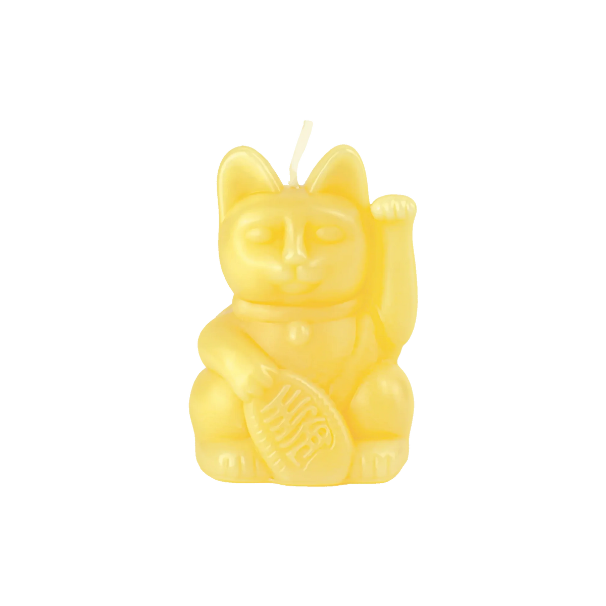 Vue complémentaire : Bougie Chat Chanceux Jaune – Donkey Products