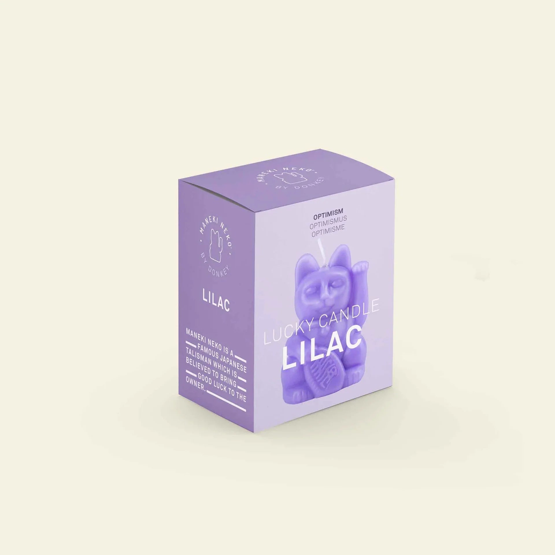 Lila Glückskatzenkerze