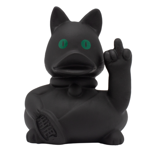 Canard Chat Rebel Noir - Maneki Neko - vue de côté - Lilalu