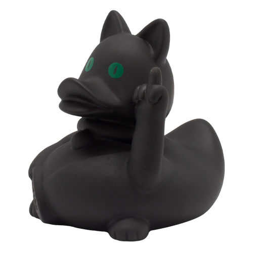 Canard Chat Rebel Noir - Maneki Neko - vue principale - Lilalu