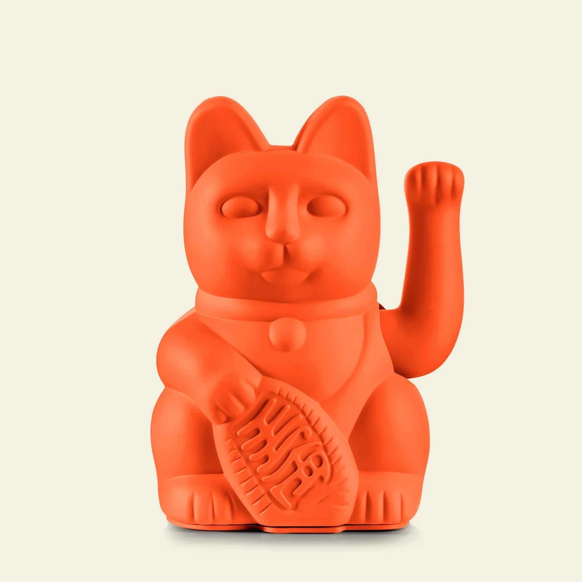 Neon Orange Lucky Cat Maneki Neko