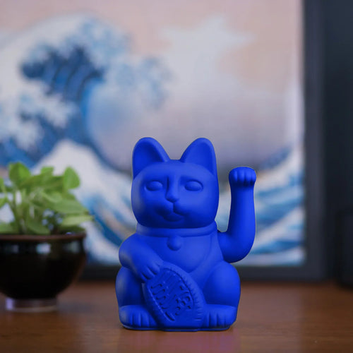 Chat Chanceux Bleu Royal - Maneki Neko - vue de côté - Donkey