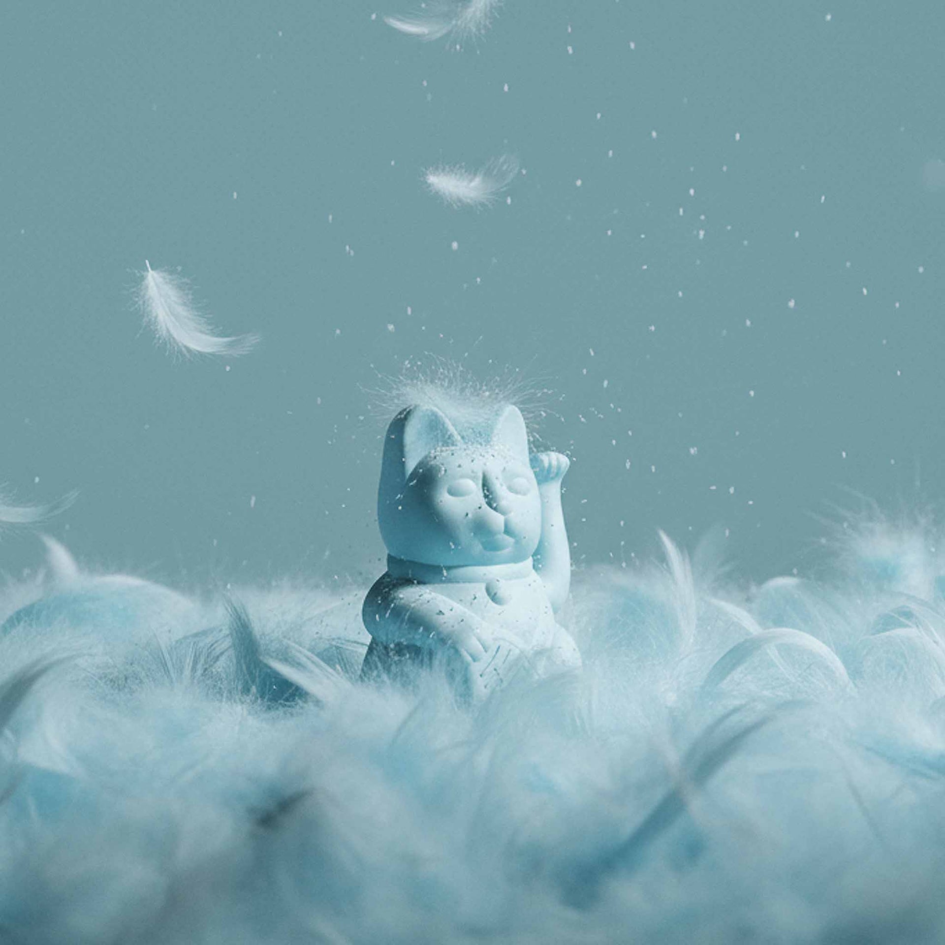Light Blue Lucky Cat "Emi"