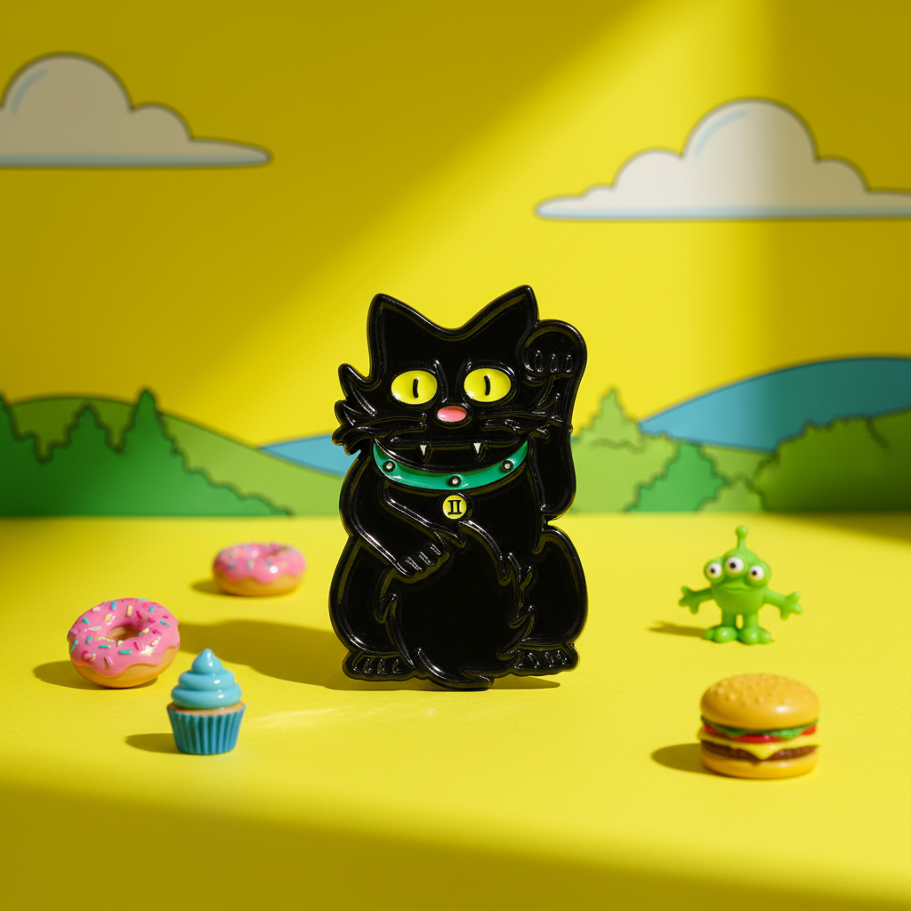 Black Lucky Cat Pin
