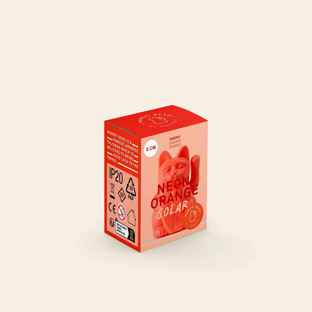 Mini gatto fortunato arancione solare al neon