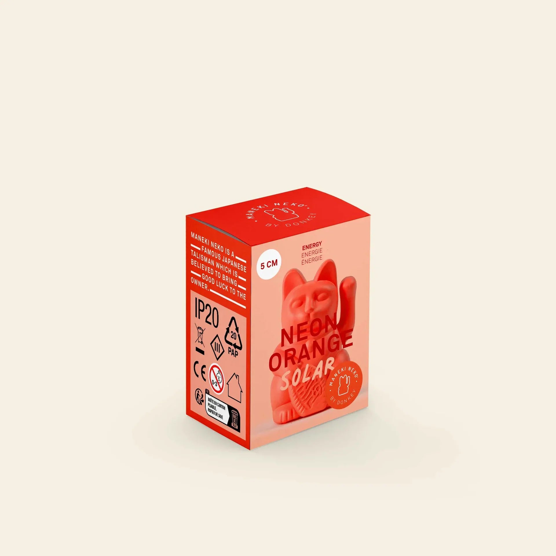 Mini gatto fortunato arancione solare al neon