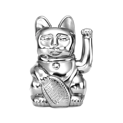 Chat Chanceux Argenté Brillant - Cosmic Edition "Nova" - Maneki Neko - vue principale - Donkey