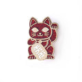 Lucky Cat Red Glitter Pin