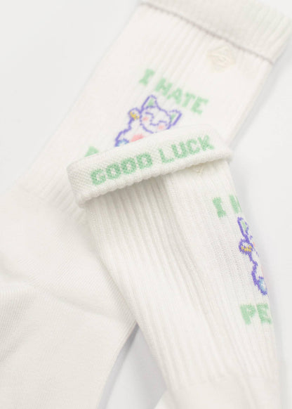 Lucky Cat Socks "I Hate People"