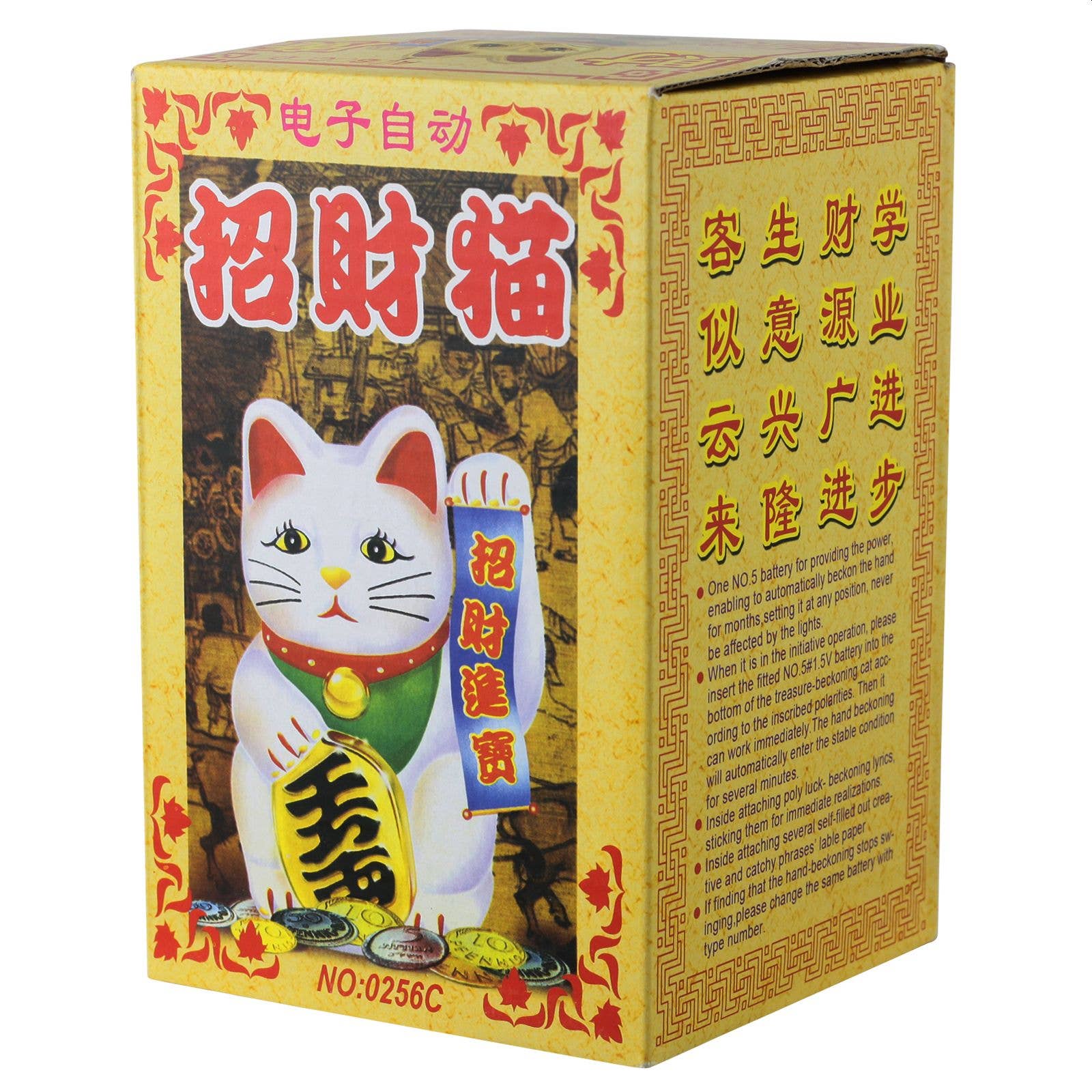 Chat chanceux blanc 15cm