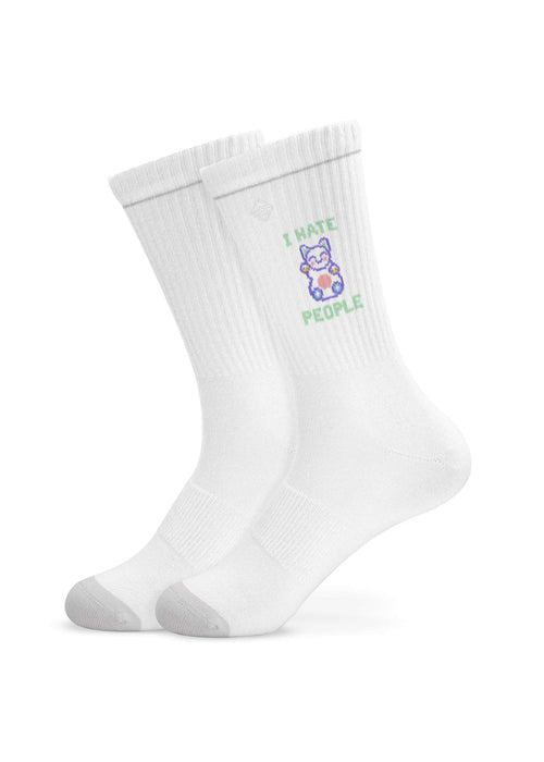 Lucky Cat Socks "I Hate People" - Maneki Neko - main view - J-clay