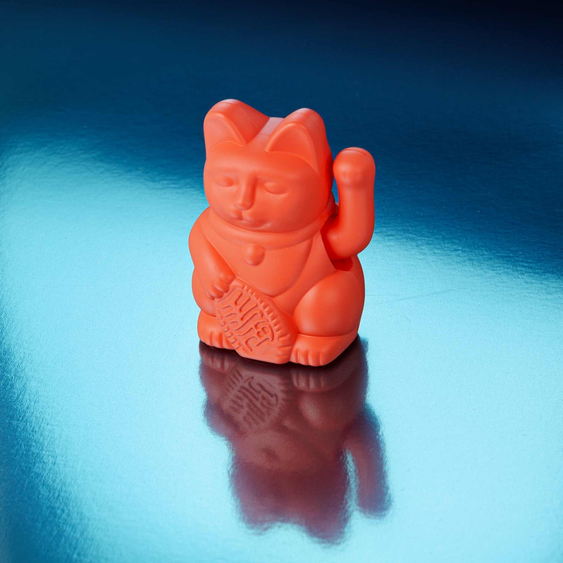 Mini Gato de la Suerte Naranja Solar Neon