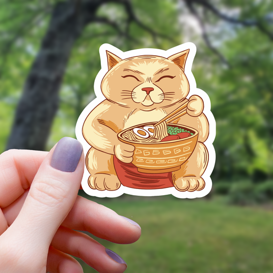 Ramen Bowl Lucky Cat Sticker