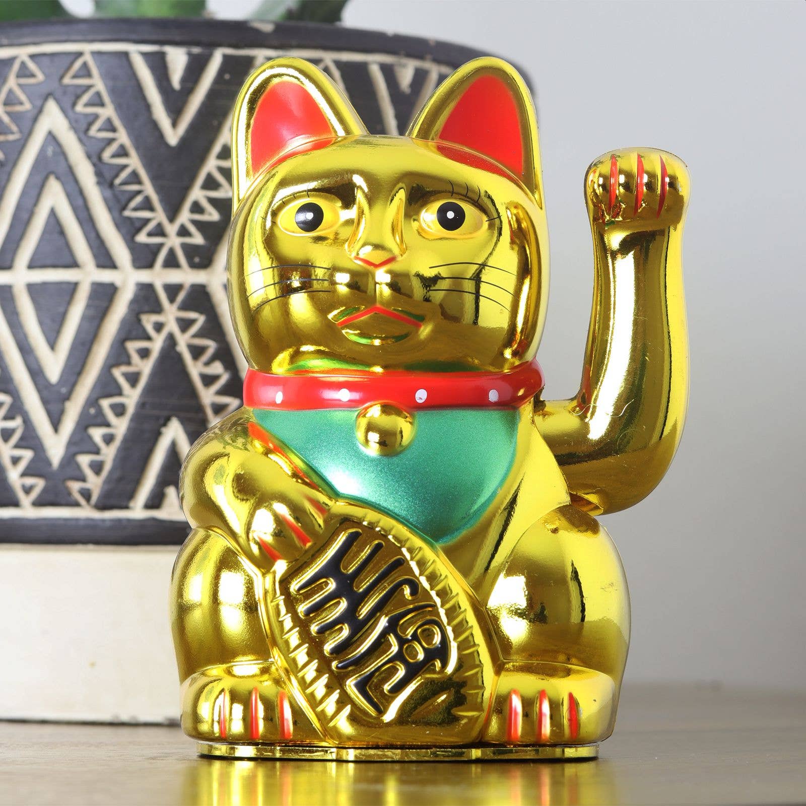 Chat chanceux blanc 13cm