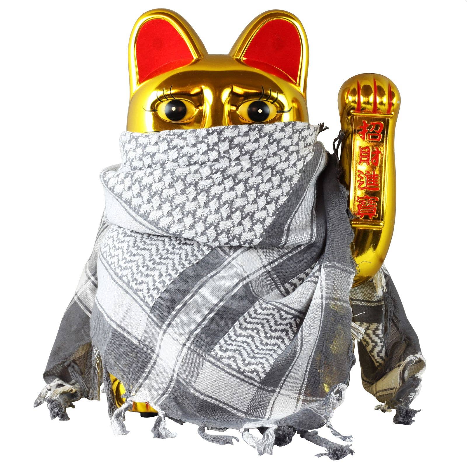 Grand Chat chanceux doré 40cm