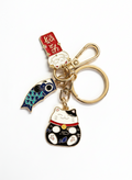 Lucky Cat Keychain - Maneki Neko, keychain - side view - The-lucky-cat