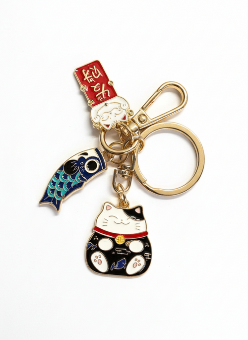 Portachiavi Gatto Fortunato - Maneki Neko, portachiavi - vista laterale - The-lucky-cat