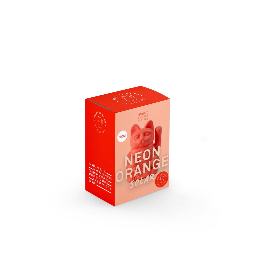 Mini gatto fortunato arancione solare al neon