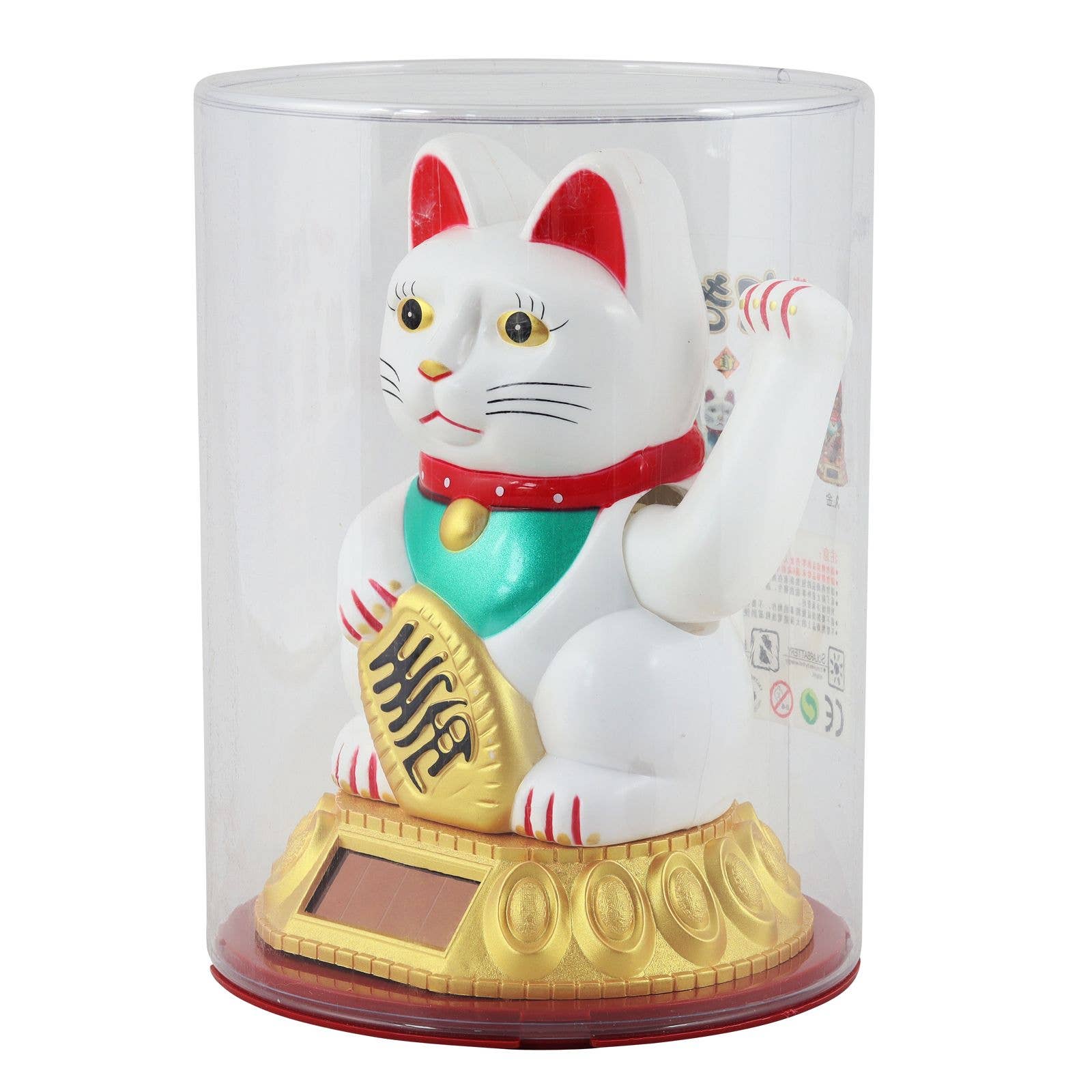 Chat chanceux solaire blanc 18cm