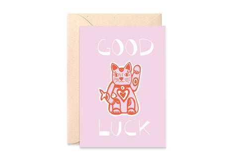 Carte Chat Chanceux "Good Luck" - Maneki Neko - vue principale - Beeb