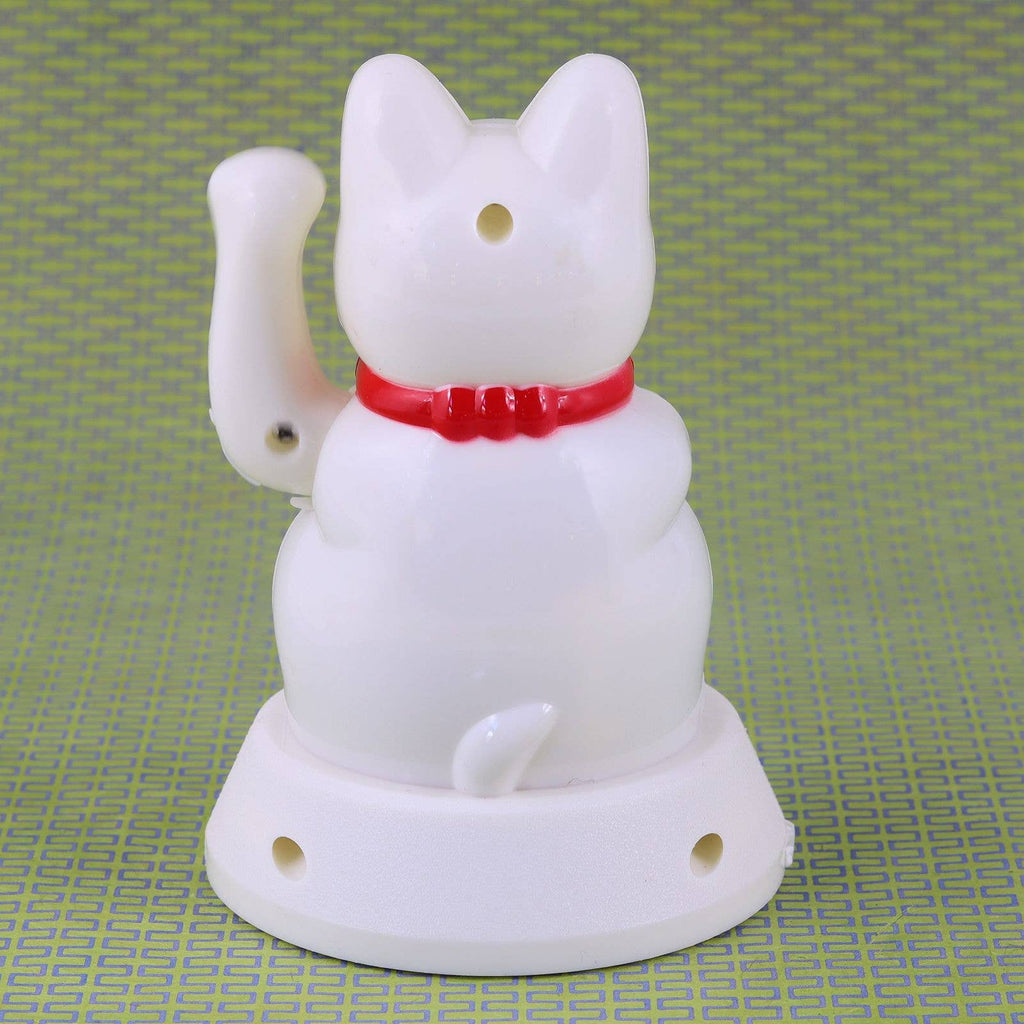 Chat chanceux solaire blanc 12cm