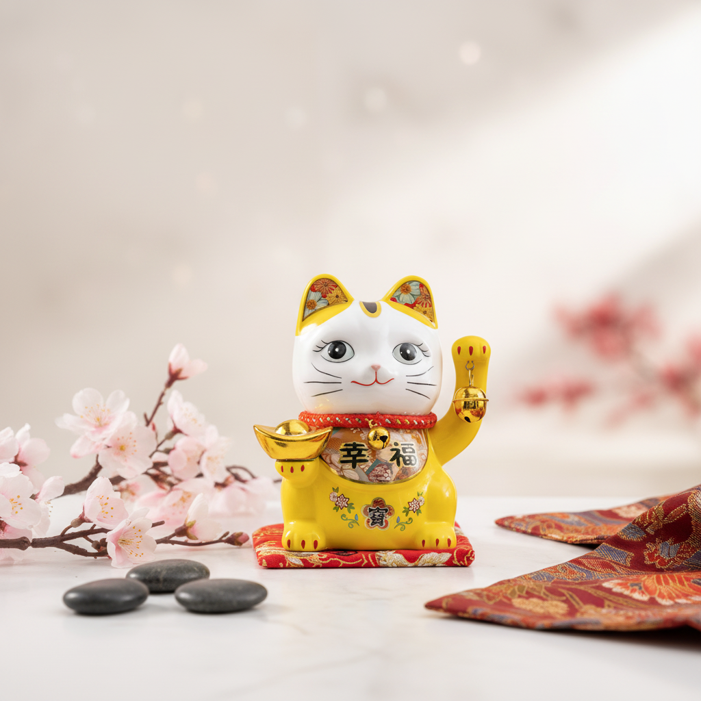 Yellow Lucky Cat Piggy Bank