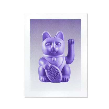 Artprint Chat Chanceux Lilas - le Chat Chanceux