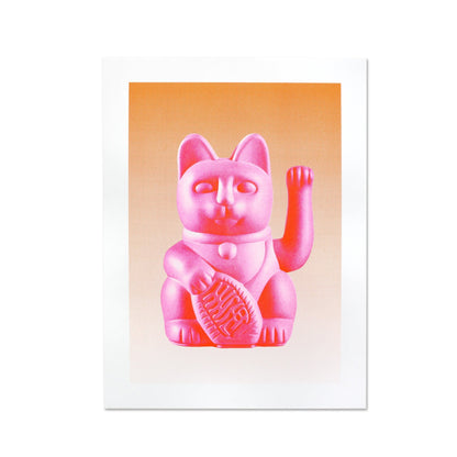 Artprint Chat Chanceux Rose - le Chat Chanceux