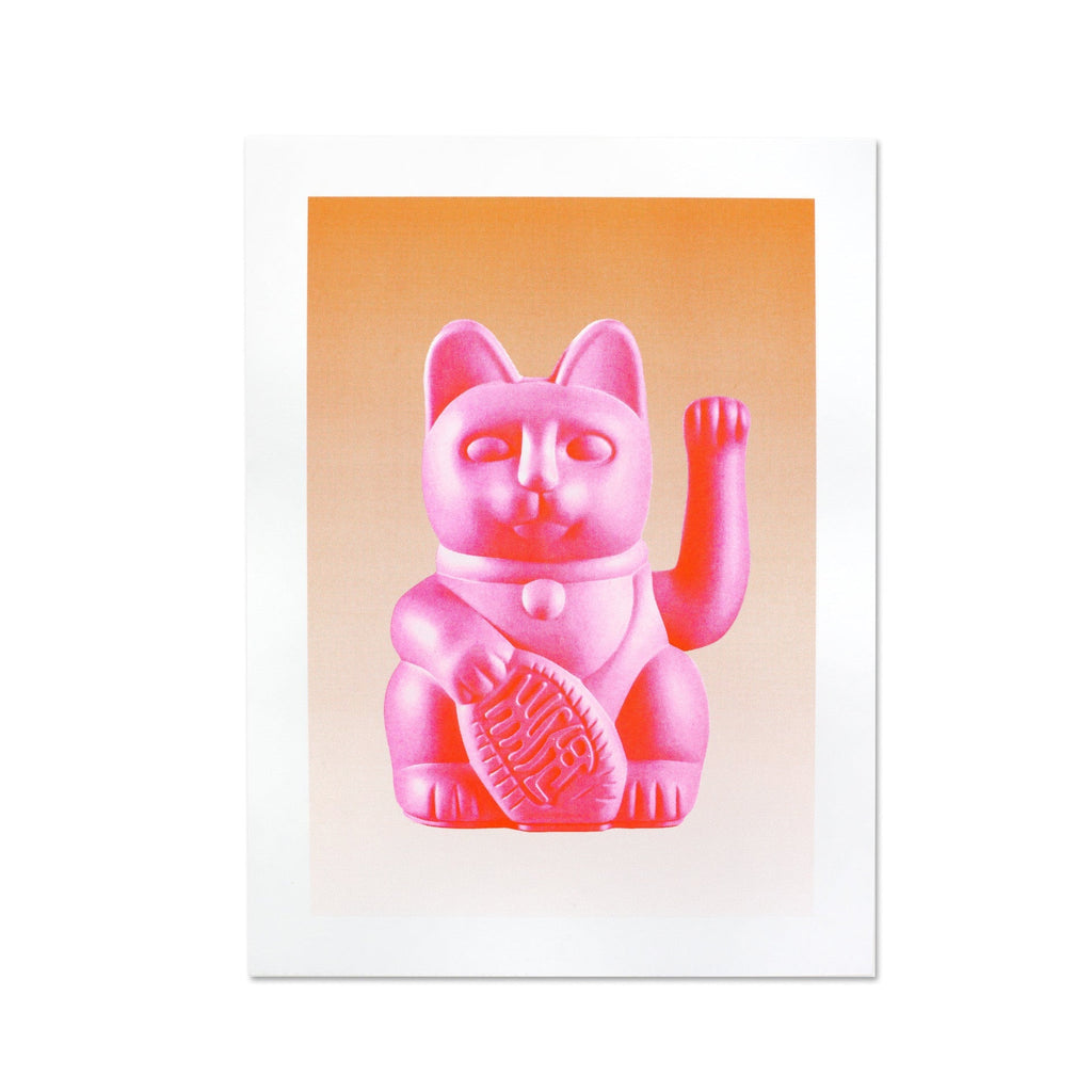 Artprint Chat Chanceux Rose