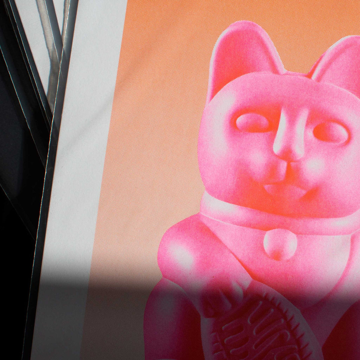 Artprint Chat Chanceux Rose