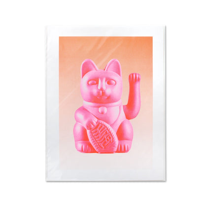 Artprint Chat Chanceux Rose - le Chat Chanceux