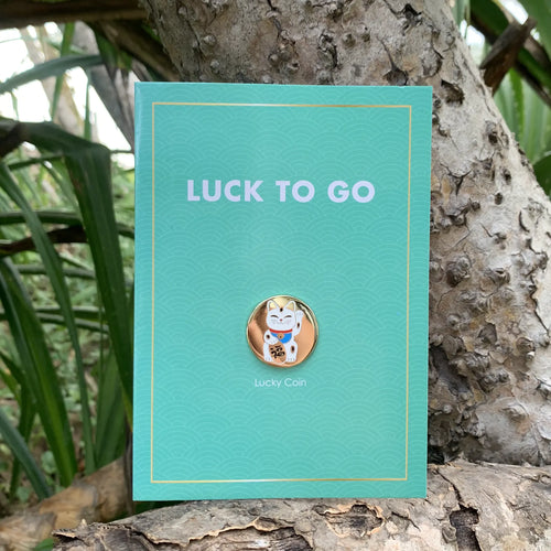 Carte avec Jeton Chat Chanceux Luck To Go - Maneki Neko - vue de côté - Jungle-empire
