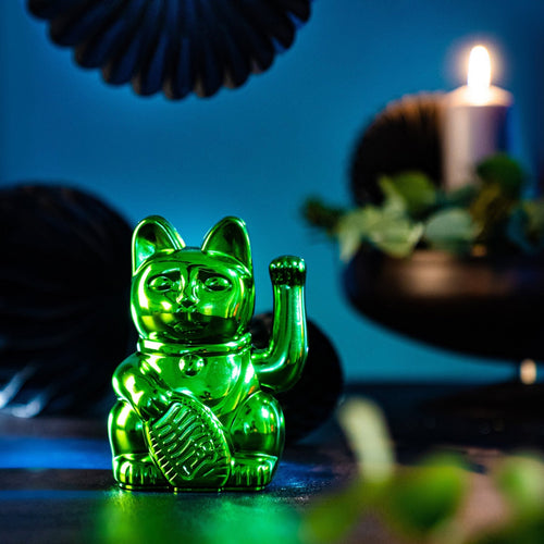 Gato de la Suerte Verde Brillant - Édition Xmas - Maneki Neko - vue de côté - Donkey