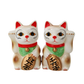 Salt and Pepper Lucky Cats White