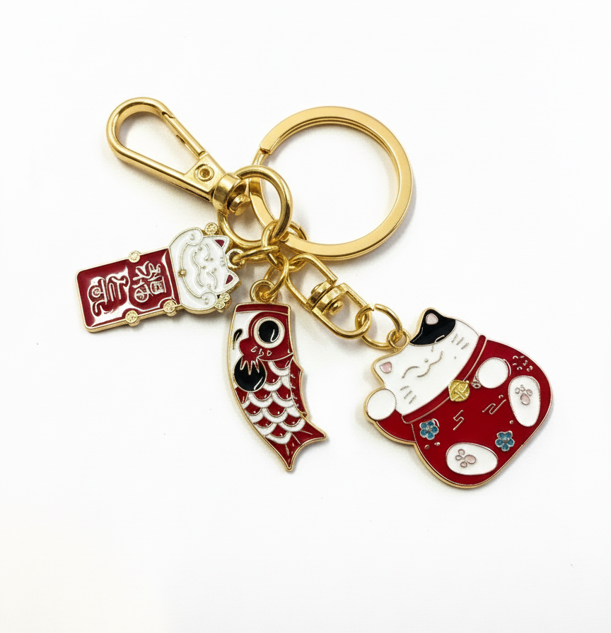 Lucky Cat Keychain - Maneki Neko, keychain - main view - The-lucky-cat