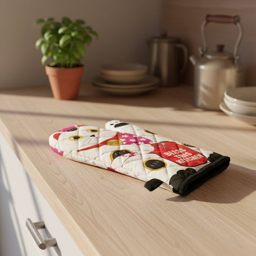Ovenhandschoen met gelukskatmotief - Maneki Neko - Zijaanzicht - Naked-decor