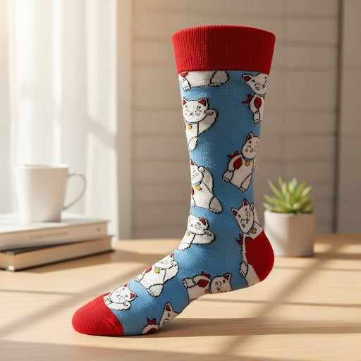 Weiße Glückskatzensocken
