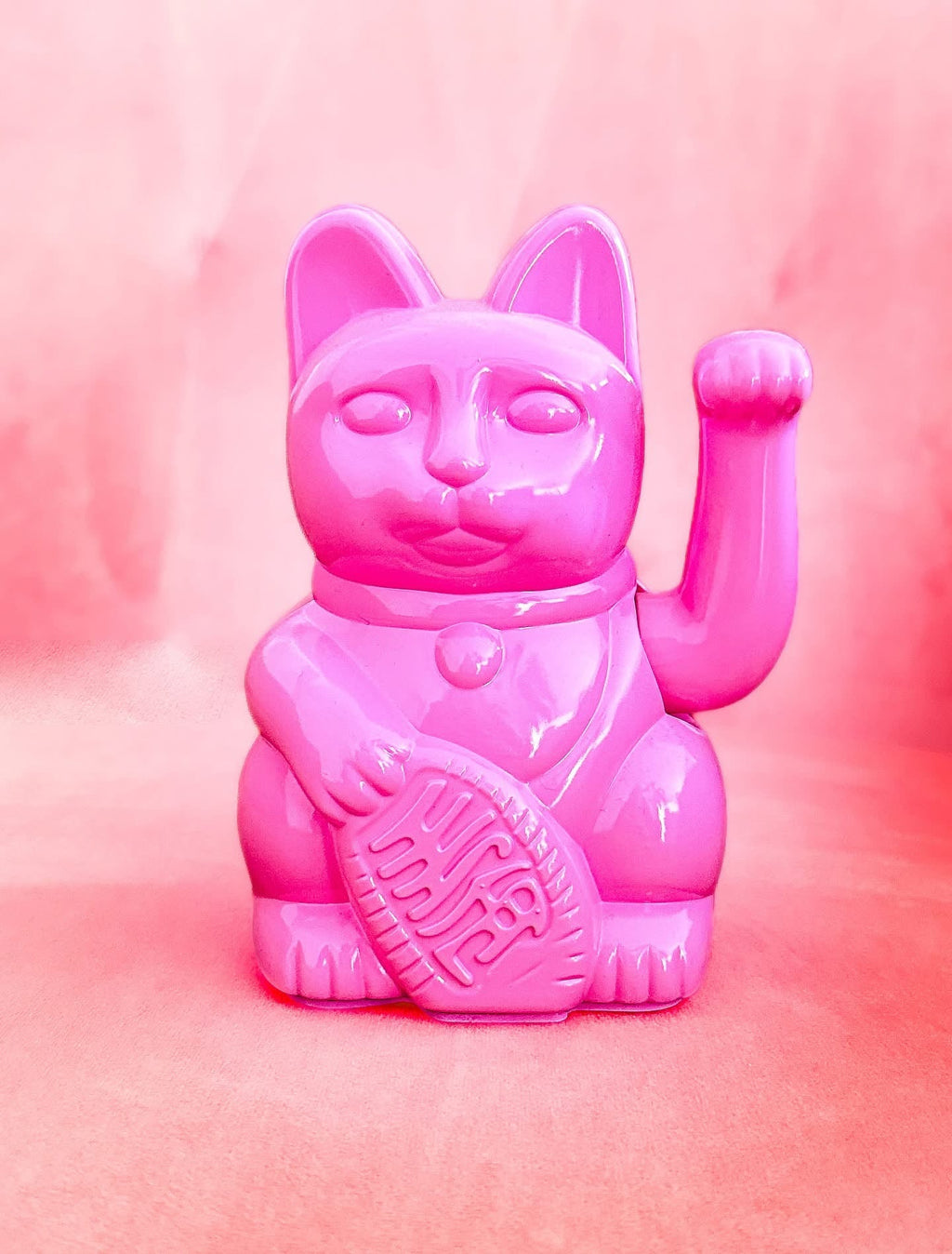 Glossy Pink Lucky Cat Maneki Neko