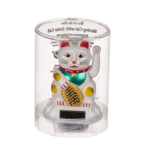 Mini Lucky Cat Vit Solcell - huvudvy - Oväntat