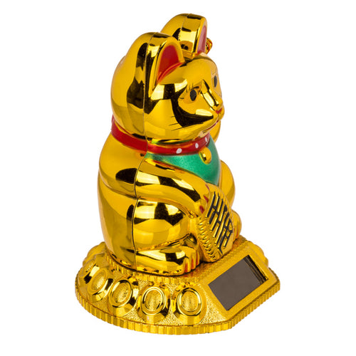 Mini Lucky Solar Gold Cat - side view - Out-of-the-blue