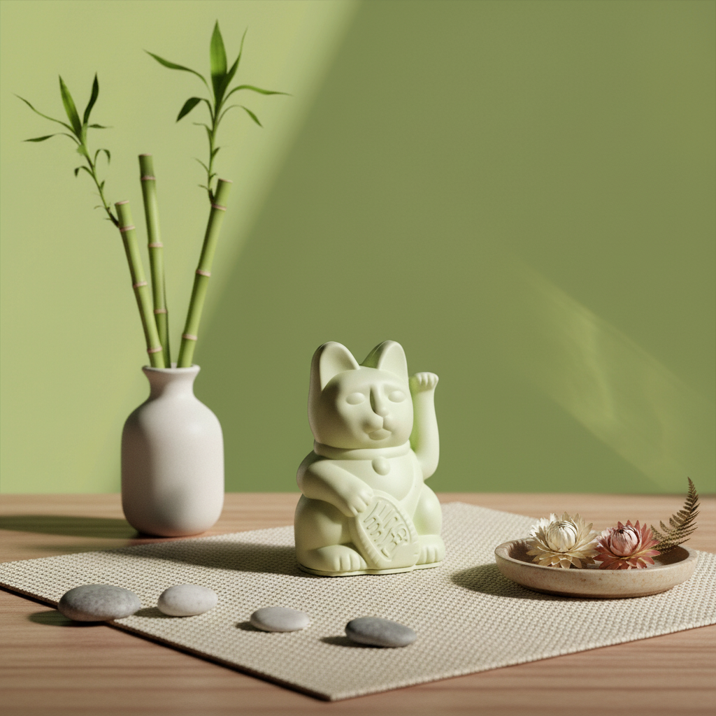 Mini gatto portafortuna verde chiaro