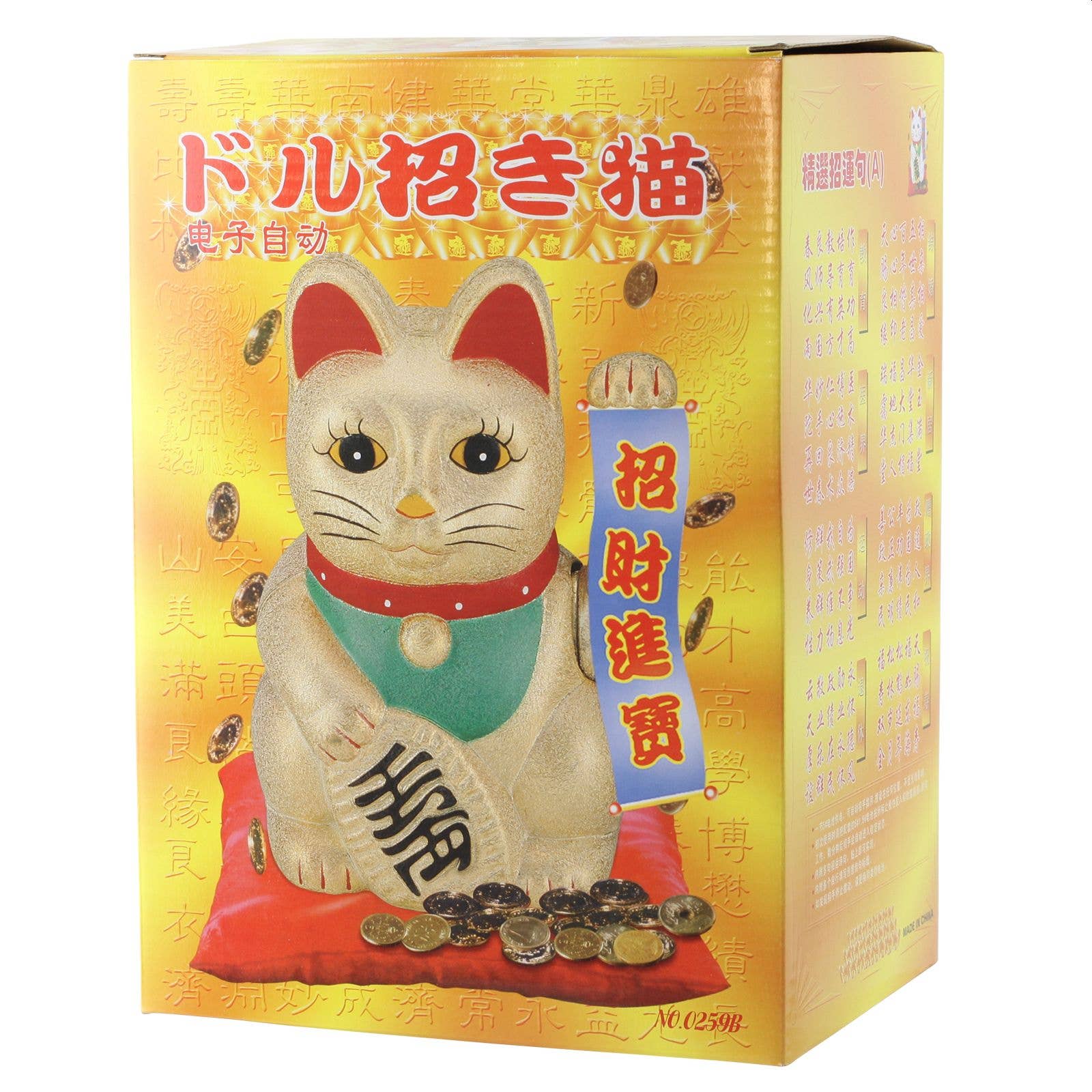Grand Chat chanceux blanc 25cm