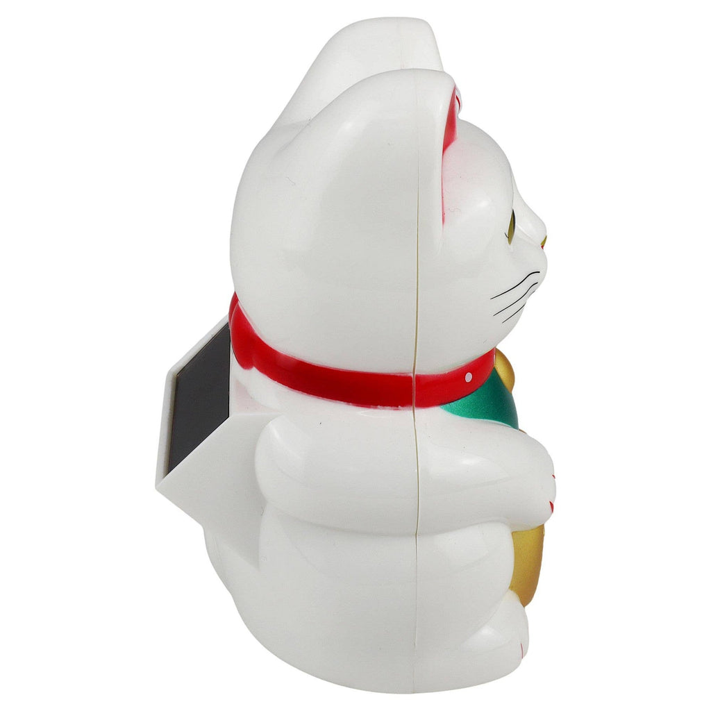 Chat chanceux solaire blanc 10,5 cm