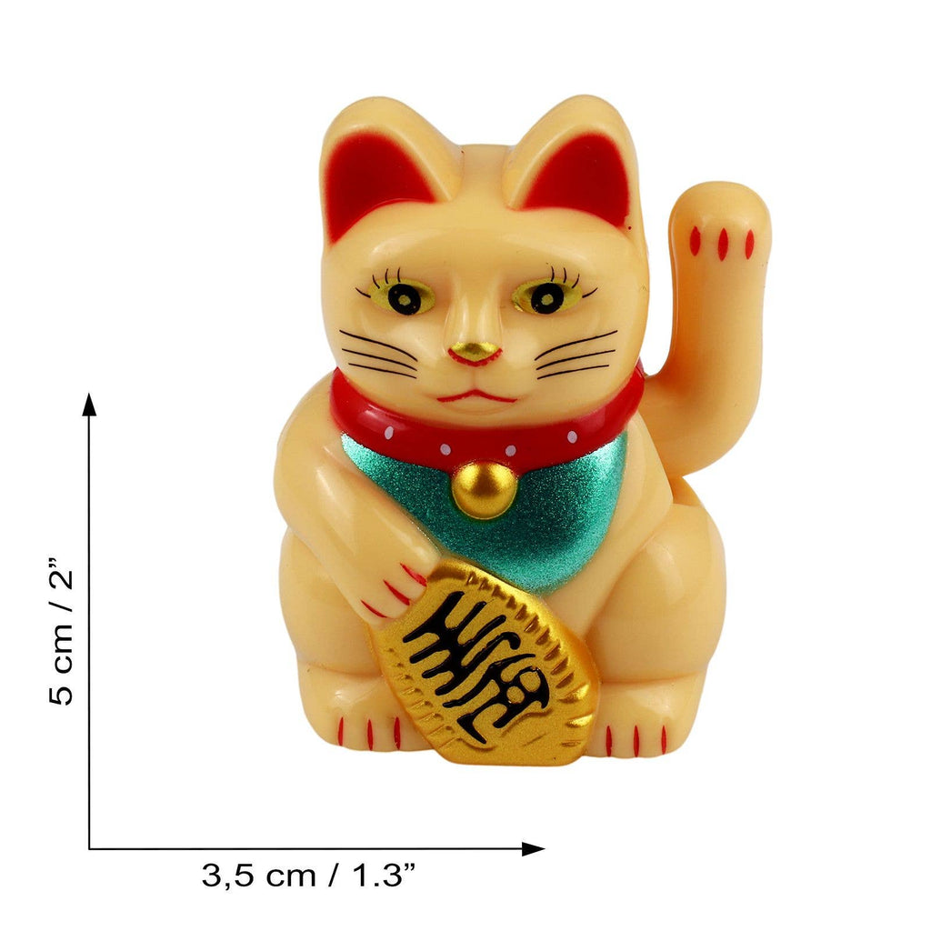 Mini Chat chanceux solaire beige 5cm