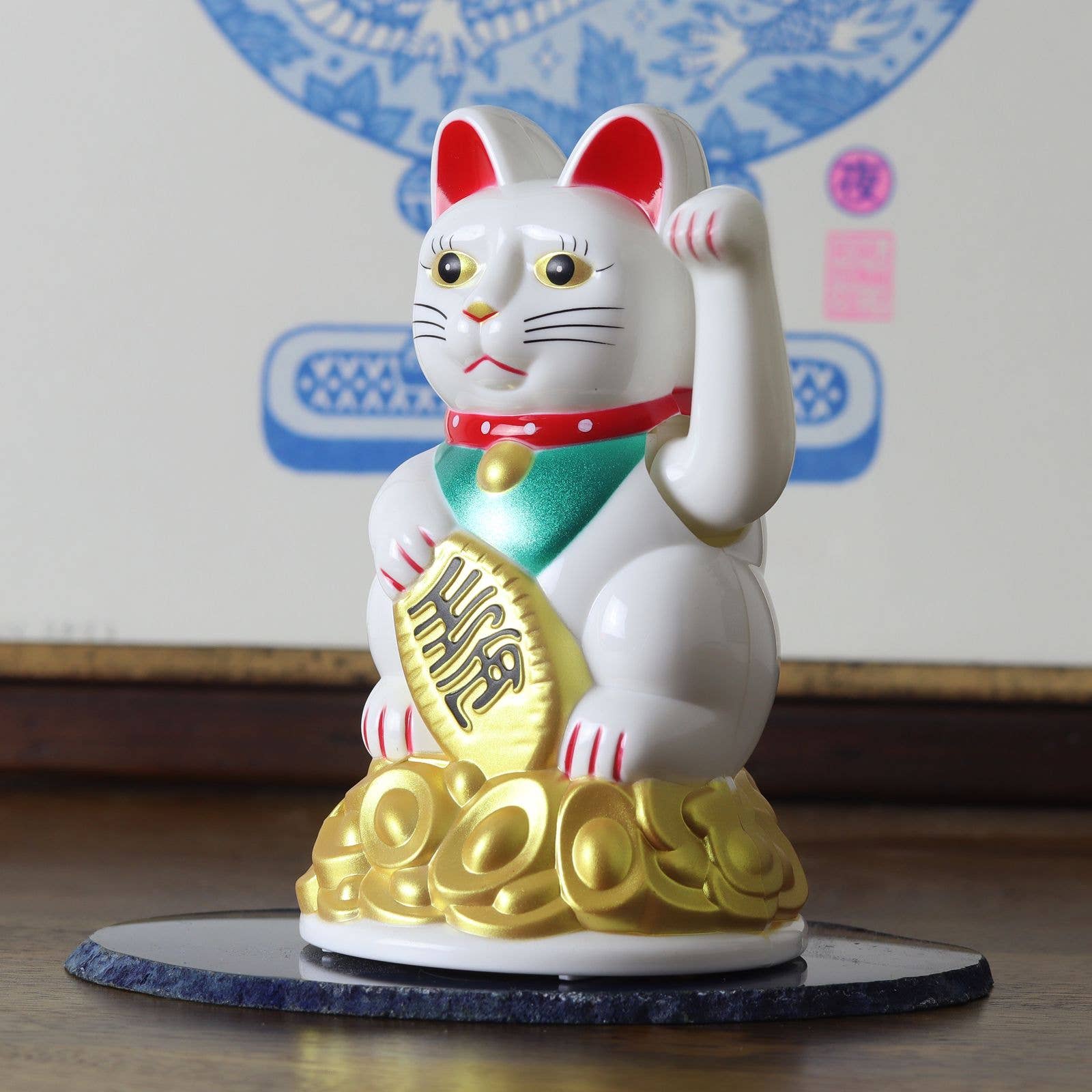 Chat chanceux blanc 11cm