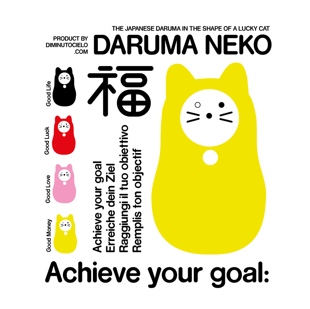 Chat Daruma Jaune “Bonne Fortune”